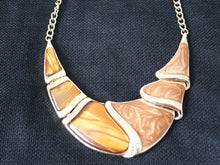 Load image into Gallery viewer, Gold Tone / Brown Acrylic Necklace set
