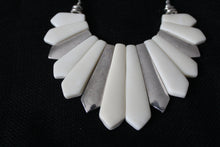 Load image into Gallery viewer, Silver tone and white Acrylic Necklace set
