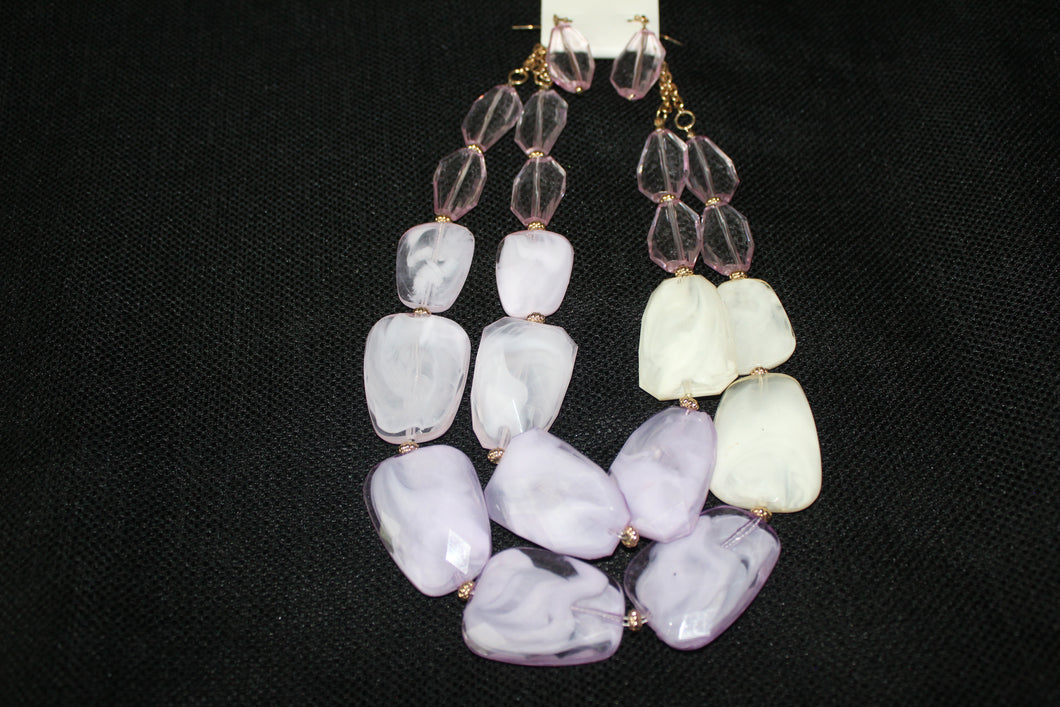 Lavender & cream layered Necklace set