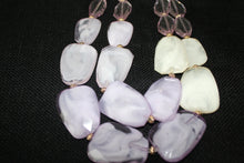 Load image into Gallery viewer, Lavender &amp; cream layered Necklace set
